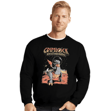Load image into Gallery viewer, Shirts Crewneck Sweater, Unisex / Small / Black Space Pulp Robot Dinosaur Hero