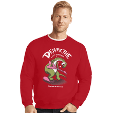 Load image into Gallery viewer, Shirts Crewneck Sweater, Unisex / Small / Red Last Dinosaur Vs The World