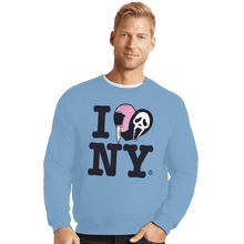 Load image into Gallery viewer, Daily_Deal_Shirts Crewneck Sweater, Unisex / Small / Powder Blue Ghostface Loves NY