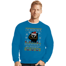 Load image into Gallery viewer, Daily_Deal_Shirts Crewneck Sweater, Unisex / Small / Sapphire Where Is My Present