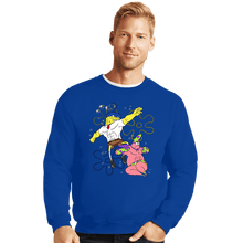 Load image into Gallery viewer, Daily_Deal_Shirts Crewneck Sweater, Unisex / Small / Royal Blue Sponge Knight Returns