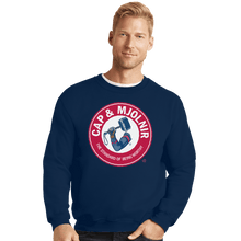 Load image into Gallery viewer, Shirts Crewneck Sweater, Unisex / Small / Navy Cap And Mjolnir
