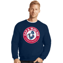 Load image into Gallery viewer, Shirts Crewneck Sweater, Unisex / Small / Navy Cap And Mjolnir