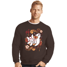 Load image into Gallery viewer, Last_Chance_Shirts Crewneck Sweater, Unisex / Small / Dark Chocolate Floral Wolf Spirit