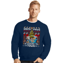 Load image into Gallery viewer, Daily_Deal_Shirts Crewneck Sweater, Unisex / Small / Navy Santa Paws Bluey Sweater