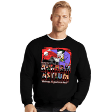 Load image into Gallery viewer, Daily_Deal_Shirts Crewneck Sweater, Unisex / Small / Black Greetings From The Asylum