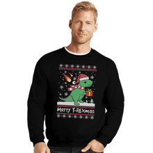 Load image into Gallery viewer, Shirts Crewneck Sweater, Unisex / Small / Black Merry T-Rexmas