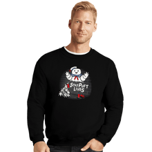 Load image into Gallery viewer, Daily_Deal_Shirts Crewneck Sweater, Unisex / Small / Black Stay Puft Lives