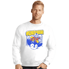 Load image into Gallery viewer, Shirts Crewneck Sweater, Unisex / Small / White Penguin Sledding
