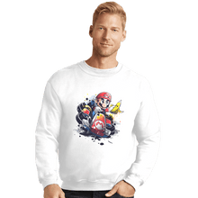 Load image into Gallery viewer, Shirts Crewneck Sweater, Unisex / Small / White Go Kart Watercolor
