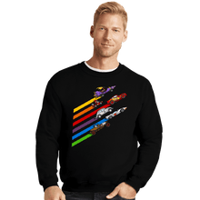 Load image into Gallery viewer, Daily_Deal_Shirts Crewneck Sweater, Unisex / Small / Black Racing Streaks