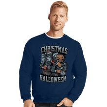 Load image into Gallery viewer, Secret_Shirts Crewneck Sweater, Unisex / Small / Navy Christmas VS Halloween