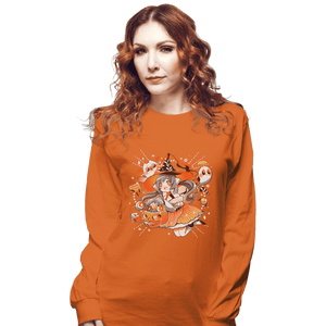 Shirts Long Sleeve Shirts, Unisex / Small / Orange Trick Or Treat Witch