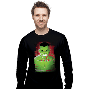 Shirts Long Sleeve Shirts, Unisex / Small / Black Glitch Hulk