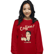 Load image into Gallery viewer, Shirts Long Sleeve Shirts, Unisex / Small / Red It's damn Fine Coffee