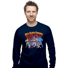 Load image into Gallery viewer, Shirts Long Sleeve Shirts, Unisex / Small / Navy 90s Super Friends