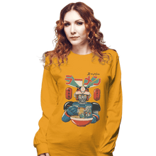Load image into Gallery viewer, Shirts Long Sleeve Shirts, Unisex / Small / Gold Super Ramen Bot