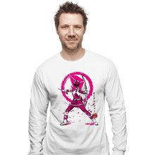 Load image into Gallery viewer, Shirts Long Sleeve Shirts, Unisex / Small / White Pink Ranger Sumi-e