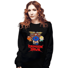 Load image into Gallery viewer, Shirts Long Sleeve Shirts, Unisex / Small / Black Crimson Dawn
