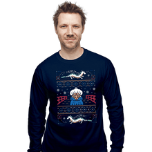 Load image into Gallery viewer, Shirts Long Sleeve Shirts, Unisex / Small / Navy Magical Japanese Folk Christmas Sweaters
