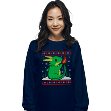 Load image into Gallery viewer, Shirts Long Sleeve Shirts, Unisex / Small / Navy Ugly Dragon Christmas