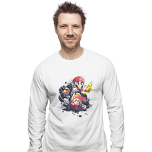Load image into Gallery viewer, Shirts Long Sleeve Shirts, Unisex / Small / White Go Kart Watercolor
