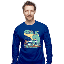 Load image into Gallery viewer, Shirts Long Sleeve Shirts, Unisex / Small / Royal Blue T Rex Surprise