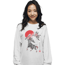 Load image into Gallery viewer, Shirts Long Sleeve Shirts, Unisex / Small / White Battle In Death Mountain Sumi-e