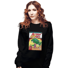 Load image into Gallery viewer, Shirts Long Sleeve Shirts, Unisex / Small / Black Action Cowmics