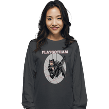 Load image into Gallery viewer, Shirts Long Sleeve Shirts, Unisex / Small / Charcoal Playgotham Catwoman