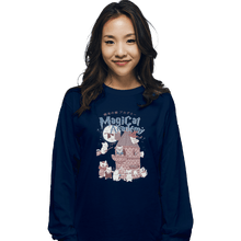 Load image into Gallery viewer, Shirts Long Sleeve Shirts, Unisex / Small / Navy Magicat Academy