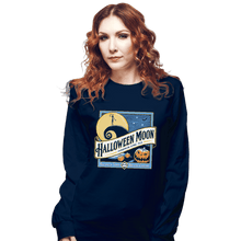 Load image into Gallery viewer, Shirts Long Sleeve Shirts, Unisex / Small / Navy Halloween Moon