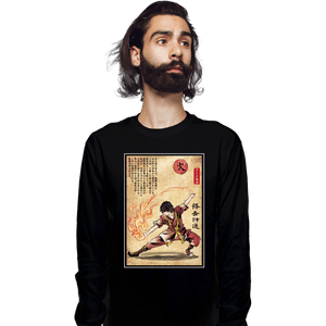 Daily_Deal_Shirts Long Sleeve Shirts, Unisex / Small / Black Fire Nation Master Woodblock