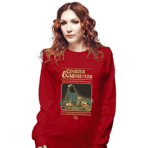 Daily_Deal_Shirts Long Sleeve Shirts, Unisex / Small / Red Cookies & Monsters