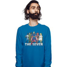 Load image into Gallery viewer, Shirts Long Sleeve Shirts, Unisex / Small / Sapphire Cartoon Seven