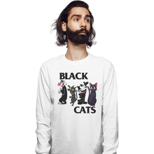 Load image into Gallery viewer, Shirts Long Sleeve Shirts, Unisex / Small / White Black Cats Flag