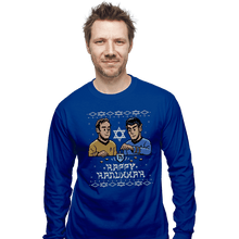 Load image into Gallery viewer, Daily_Deal_Shirts Long Sleeve Shirts, Unisex / Small / Royal Blue Celebrate Hanukkah
