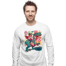 Load image into Gallery viewer, Daily_Deal_Shirts Long Sleeve Shirts, Unisex / Small / White Mushroom Warrior & Dinosaur