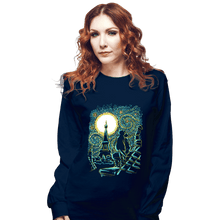 Load image into Gallery viewer, Shirts Long Sleeve Shirts, Unisex / Small / Navy Starry Paris Cats