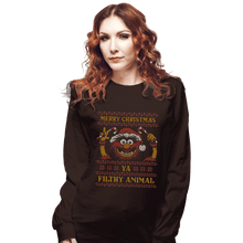 Load image into Gallery viewer, Daily_Deal_Shirts Long Sleeve Shirts, Unisex / Small / Dark Chocolate Merry Christmas Filthy Animal