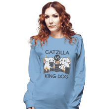 Load image into Gallery viewer, Shirts Long Sleeve Shirts, Unisex / Small / Powder Blue Catzilla VS King Dog