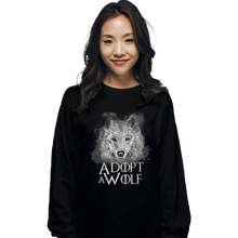 Load image into Gallery viewer, Shirts Long Sleeve Shirts, Unisex / Small / Black Adopt A Wolf