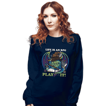 Load image into Gallery viewer, Shirts Long Sleeve Shirts, Unisex / Small / Navy Life Is An RPG