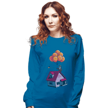 Load image into Gallery viewer, Shirts Long Sleeve Shirts, Unisex / Small / Sapphire Adventure Is Up There