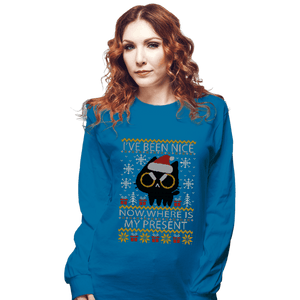 Daily_Deal_Shirts Long Sleeve Shirts, Unisex / Small / Sapphire Where Is My Present