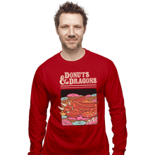 Load image into Gallery viewer, Shirts Long Sleeve Shirts, Unisex / Small / Red Donuts And Dragons