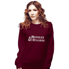 Load image into Gallery viewer, Secret_Shirts Long Sleeve Shirts, Unisex / Small / Maroon Muggles And Wizards