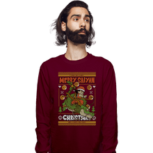 Load image into Gallery viewer, Shirts Long Sleeve Shirts, Unisex / Small / Maroon Merry Saiyan Christmas