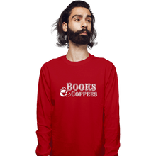 Load image into Gallery viewer, Secret_Shirts Long Sleeve Shirts, Unisex / Small / Red Books & Coffee
