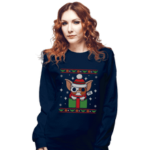 Load image into Gallery viewer, Shirts Long Sleeve Shirts, Unisex / Small / Navy Pet Christmas